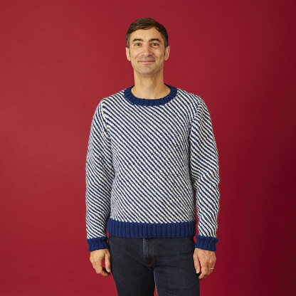 " Zig Zag Fairisle Sweater " - Free Sweater Knitting Pattern For Boys and Men in Paintbox Yarns Wool Mix Aran by Paintbox Yarns