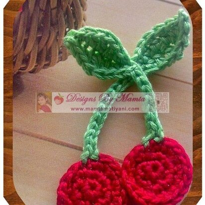 Crochet Cherries Applique Pattern Ornament For Holidays And Christmas