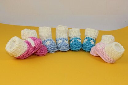Premature Tiny and Newborn Baby Sock and Slipper Booties 4 designs