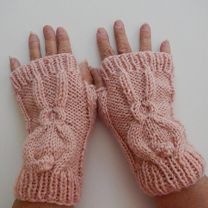 Bunny Rabbit Fingerless Mittens Design 3 - knitting pattern