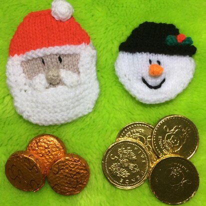 Santa and Snowman Coin/Choc Gift Bags