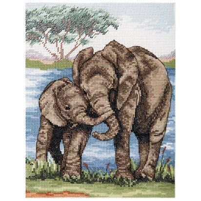 Anchor Elephants Cross Stitch Kit - 23cm x 18cm