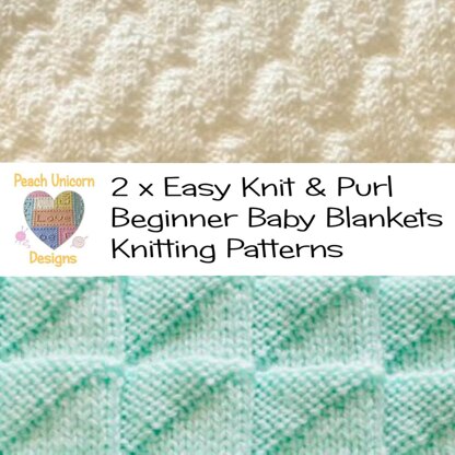 2 x Easy baby blanket - Simple Triangles and Diamonds