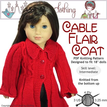 Cable Flair Coat for 18 inch Dolls