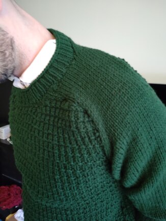 Green saddle shoulder sweater #3