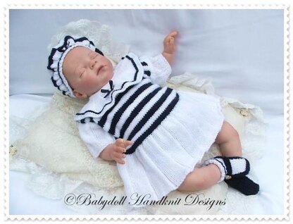 Sailor Dress Set 16-22” doll/newborn/0-3m baby