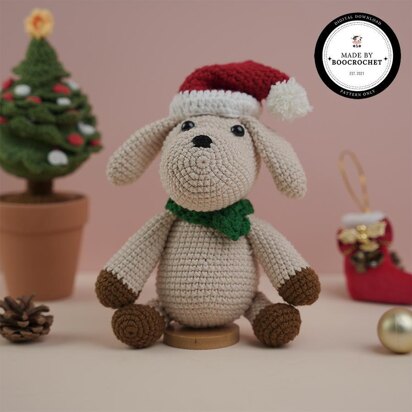 Poodle Wearing Hat And Christmas Scarf Crochet Pattern