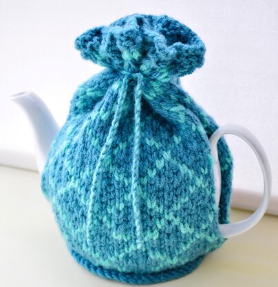 Diamond Patterned 4 Cup Teapot Cosy Knitting Pattern