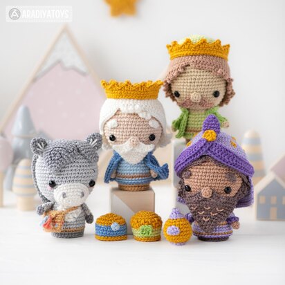 Crochet Nativity Set Pattern Three Wise Men, Donkey Christmas Mini Amigurumi Three Kings Nativity Scene DIY by AradiyaToys (Olka Novytska)