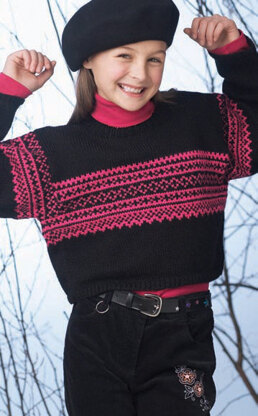 Cropped Sweater With Norwegian Pattern in Patons Astra