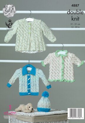 Matinee Coat, Cardigans & Hat in King Cole Smart DK - 4887 - Leaflet