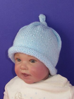 Baby Roll Brim Topknot Beanie Hat