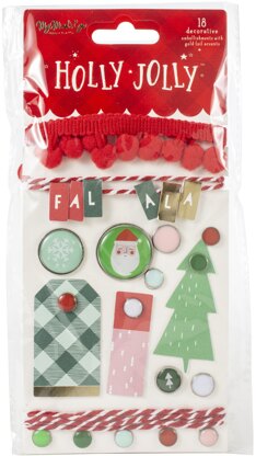 My Minds Eye Holly Jolly Decorative Brads 18/Pkg - W/Foiled Accents