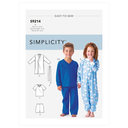 Simplicity Children's Cozywear S9214 - Paper Pattern, Size A (2-3-4-5-6)