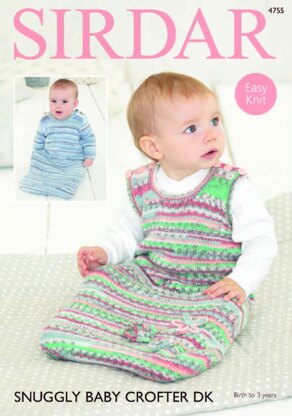 Long Sleeved and Sleeveless Sleeping Bag in Sirdar Snuggly Baby Crofter DK - 4755 - Leaflet