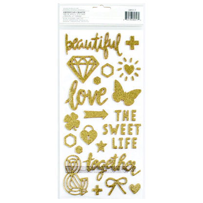 Crate Paper Thickers Beautiful Phrase and Icons Foam Gold Glitter (79 Piece)