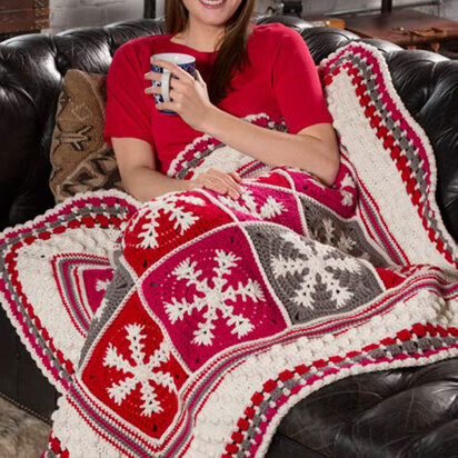 Snowflake Throw in Red Heart with Love Solids - LW4292 - Downloadable PDF