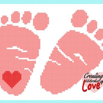 Baby Feet with Heart C2C Graphgan