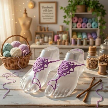 Crochet Barefoot Sandal Pdf + Video Tutorials
