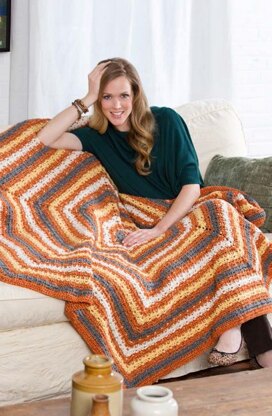 Autumn Throw in Red Heart Fiesta - LW3308