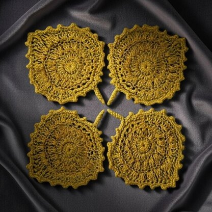 Boho Crochet Leaf Coaster Pattern – PDF & Video Tutorial, Leaf Placemat, Crochet Table Decor