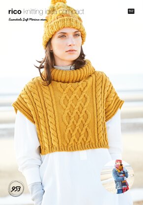 Poncho and Scarf in Rico Essentials Soft Merino Aran - 953 - Downloadable PDF