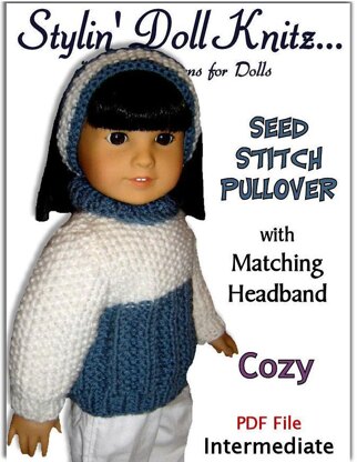 Fits American girl Doll, and 18 inch doll, Seedstitch Pullover. 001