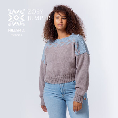 Zoey Drop Shoulder Jumper - Knitting Pattern For Women in MillaMia Naturally Soft Aran by MillaMia