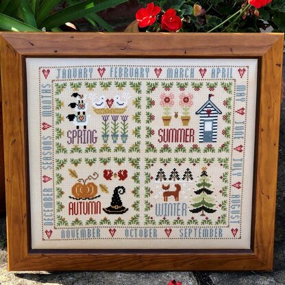 Historical Sampler Company Four Seasons Sampler Cross Stitch Kit - 32cm x 27cm