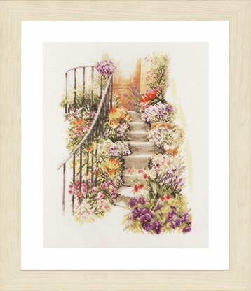 Lanarte Flower Stairs Counted Cross Stitch Kit - 27 x 37 cm