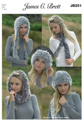 Snood, Neck Wrap and Hats in James C. Brett Chunky with Merino and Faux Fur - JB251