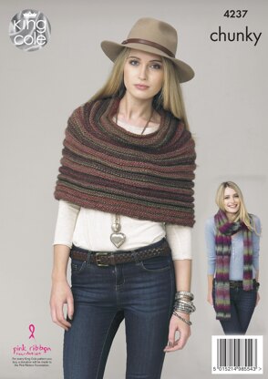 Snood, Lace Scarf & Shawl in King Cole Riot Chunky - 4237 - Downloadable PDF