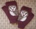 Owl Face fingerless mitts/gloves