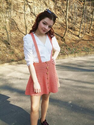 Cute peach skirt with suspenders