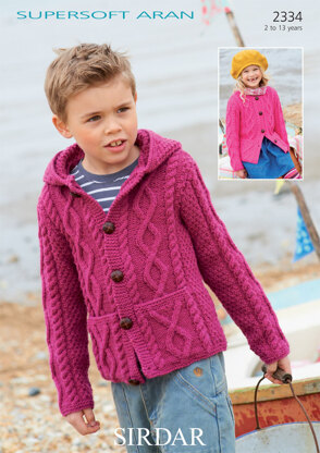 Round Neck and Hooded Cardigans in Sirdar Supersoft Aran - 2334 - Downloadable PDF