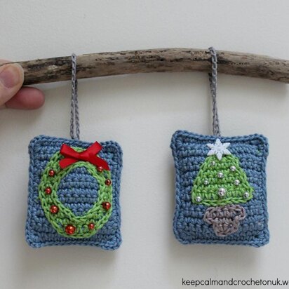 Mini Tapestry Christmas Tree Decorations