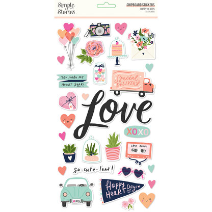 Simple Stories Happy Hearts - 6x12 Chipboard Stickers