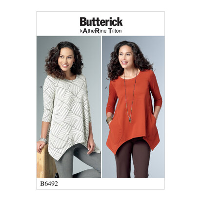 Butterick Misses' Loose Knit Tunics with Shaped Sides and Pockets B6492 - Sewing Pattern