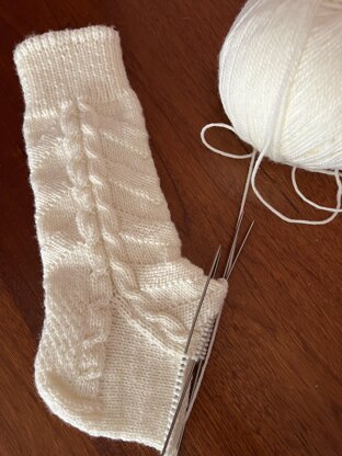 White socks with cables