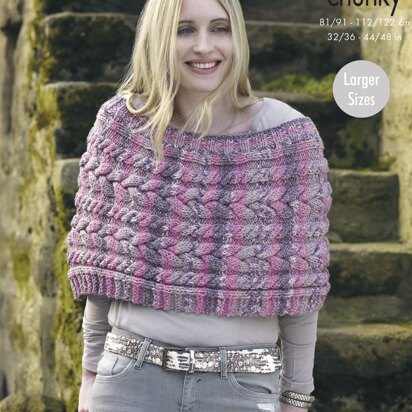 Ladies' Capes in King Cole Drifter Chunky - 4604 - Downloadable PDF