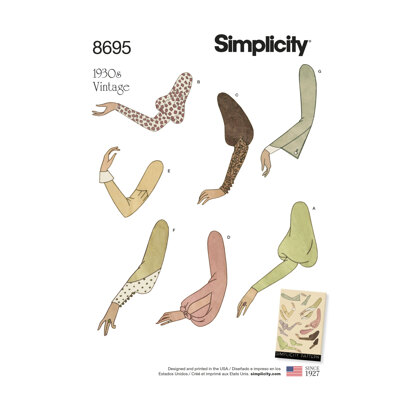 Simplicity 8695 Women's Vintage Set of Sleeves - Paper Pattern, Size A (10-12-14-16-18-20-22)