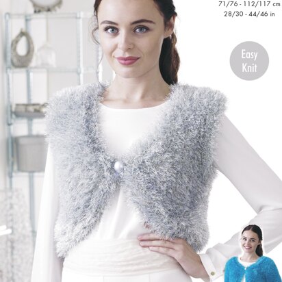 V & Round Neck Boleros in King Cole Tinsel Chunky - 4443 - Downloadable PDF