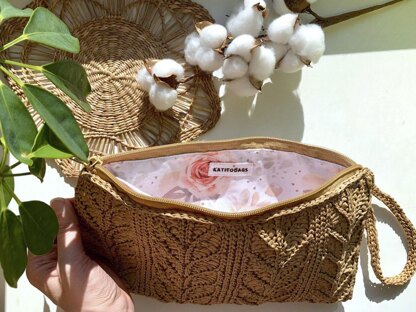 Raffia clutch bagCrochet pattern, Raffia clutch bag, Zipper raffia handbag