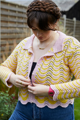 Lacy Cardigan -  Cardigan Knitting Pattern For Women in The Yarn Collective Rivoli Sport by Harriet Hill