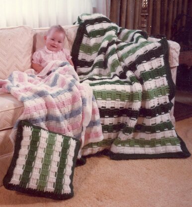 Basketweave Afghan and Pillow