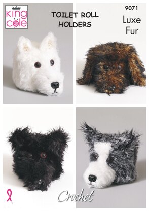 Crochet Dog Toilet Roll Covers in King Cole Luxe Fur - 9071 - Downloadable PDF