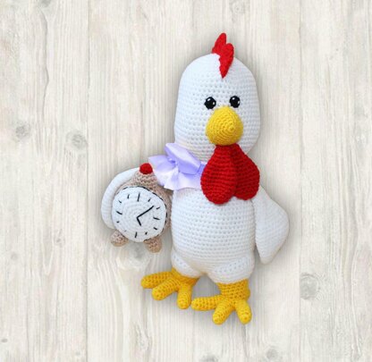 Rooster Crochet Pattern, Chicken Crochet Pattern, Crochet Farm Animals, Alarm Clock Crochet Pattern, Crochet Alarm Clock, Crochet Rooster