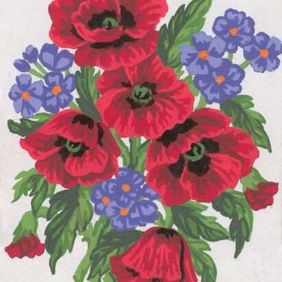 Grafitec Wandteppich-Stickpackung „Mohnblumen und Veilchen“ - 14 x 18 cm