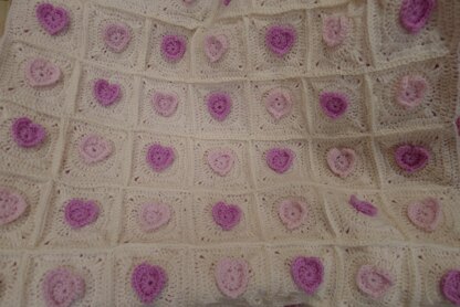 Hearts Encircled - Pram Cover Crocheted