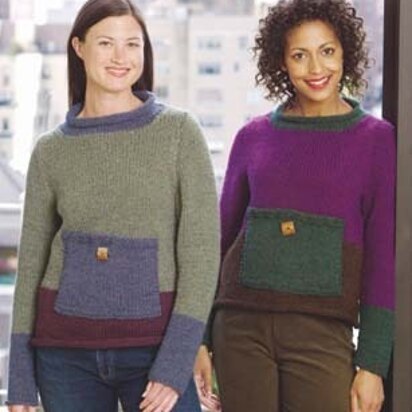 Knit Color Block Pullover in Lion Brand Wool-Ease Chunky - 20118A